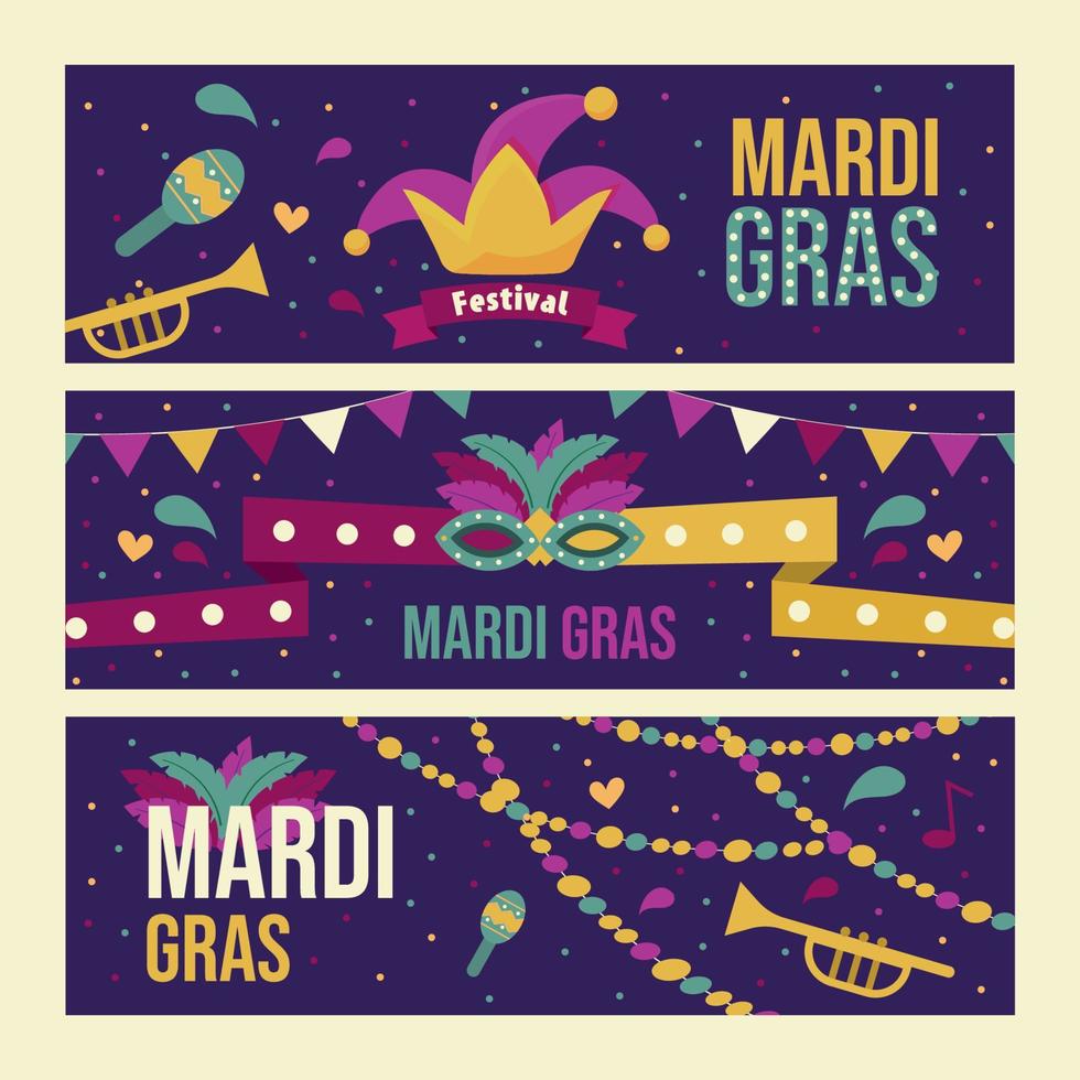 colección de pancartas de mardi gras vector