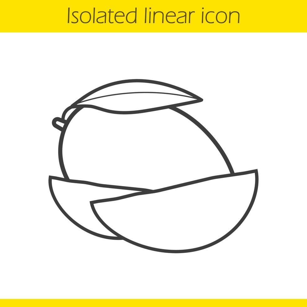 Mango linear icon. Thin line illustration. Mango slices contour symbol. Vector isolated outline drawing