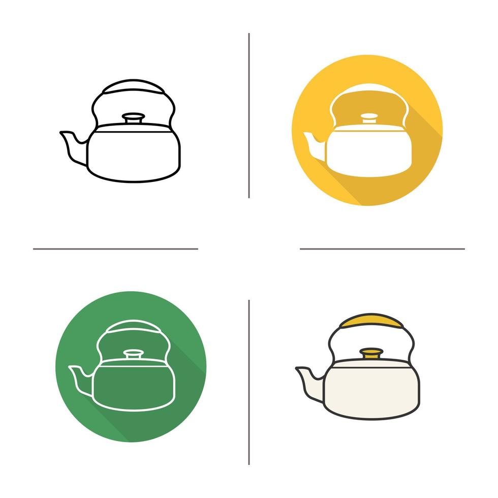 Kettle icon. Flat design, linear and color styles. Isolated vector illustrations