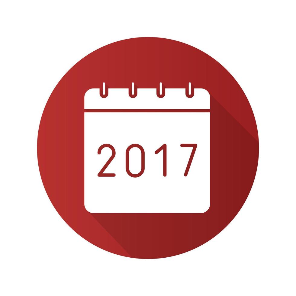 calendario de año nuevo 2017. icono de larga sombra de diseño plano. símbolo de silueta vectorial vector