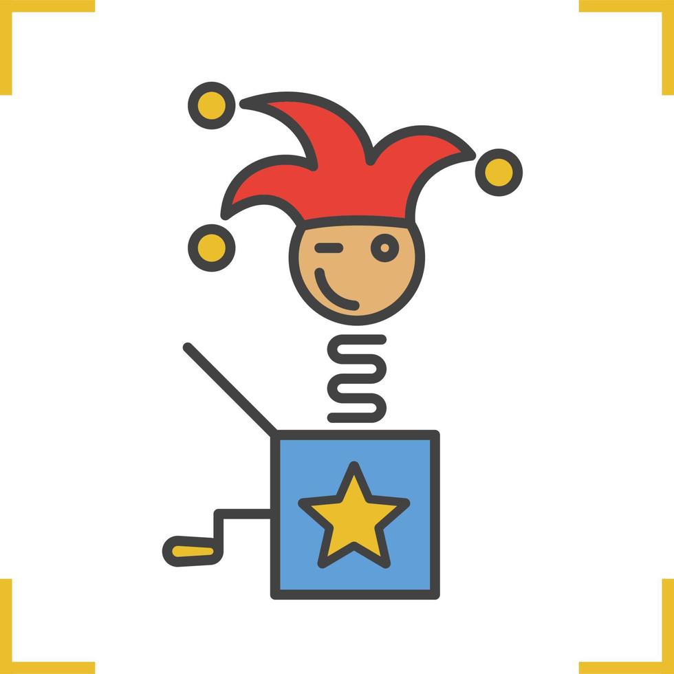 Jack in the box color icon. Winking clown. Jester toy. Isolated vector illustration