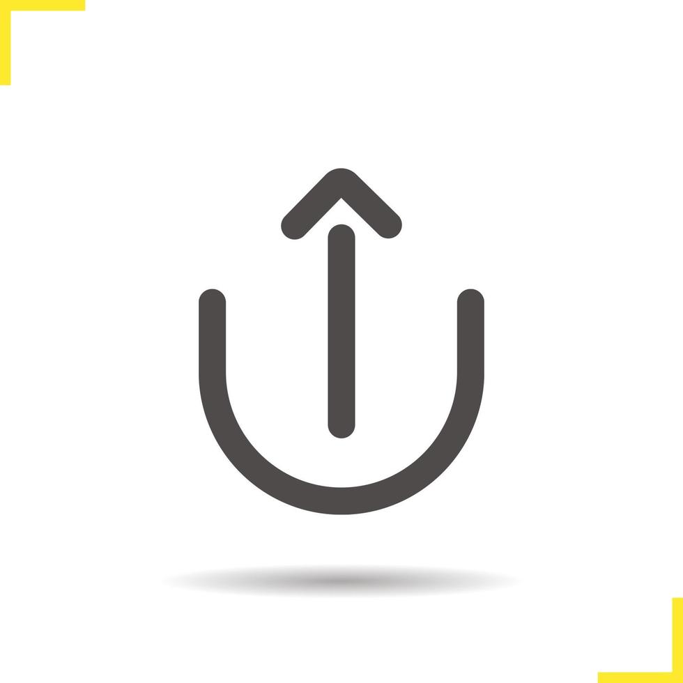 Upload arrow icon. Drop shadow silhouette symbol. Negative space. Vector isolated illustration