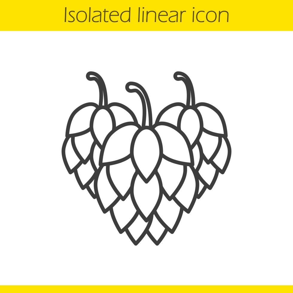 Hop cones linear icon. Thin line illustration. Contour symbol. Vector isolated outline drawing