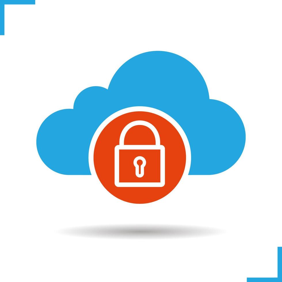 Cloud storage access denied icon. Drop shadow silhouette symbol. Cloud computing. Security. Negative space. Vector isolated illustration