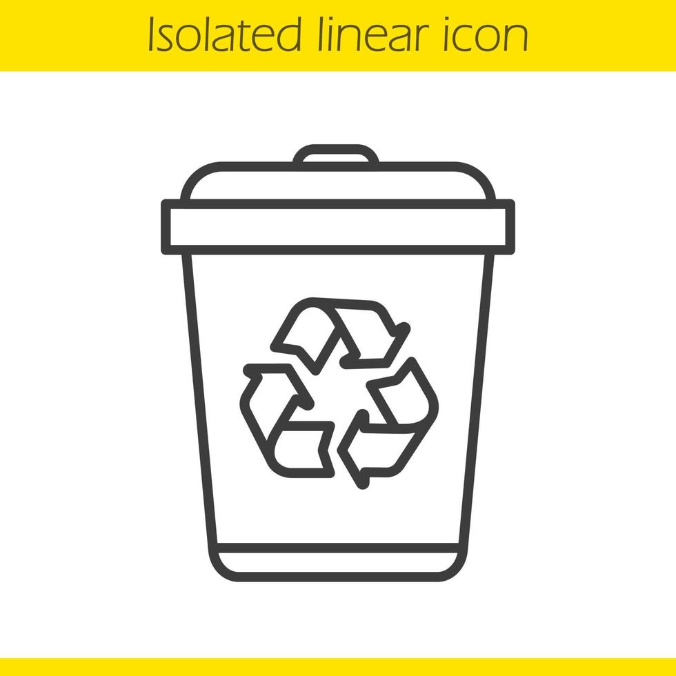 Recycle Bin Linear Icon Dustbin Thin Line Illustration Wastebasket