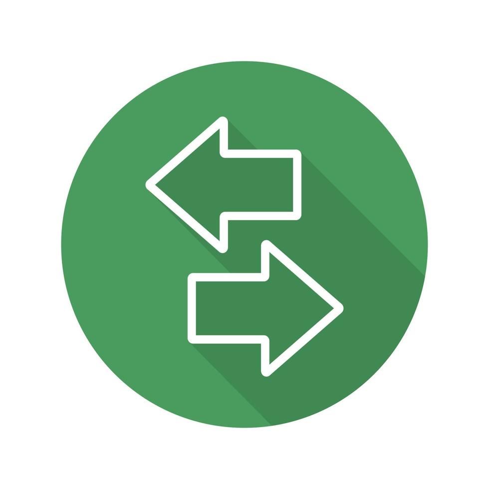 Exchange arrows flat linear long shadow icon. Vector line symbol