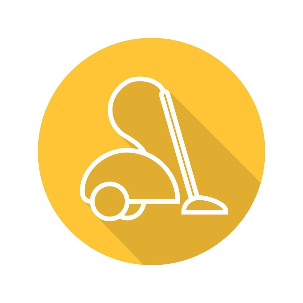 Vacuum cleaner flat linear long shadow icon. Sweeper. Vector line symbol