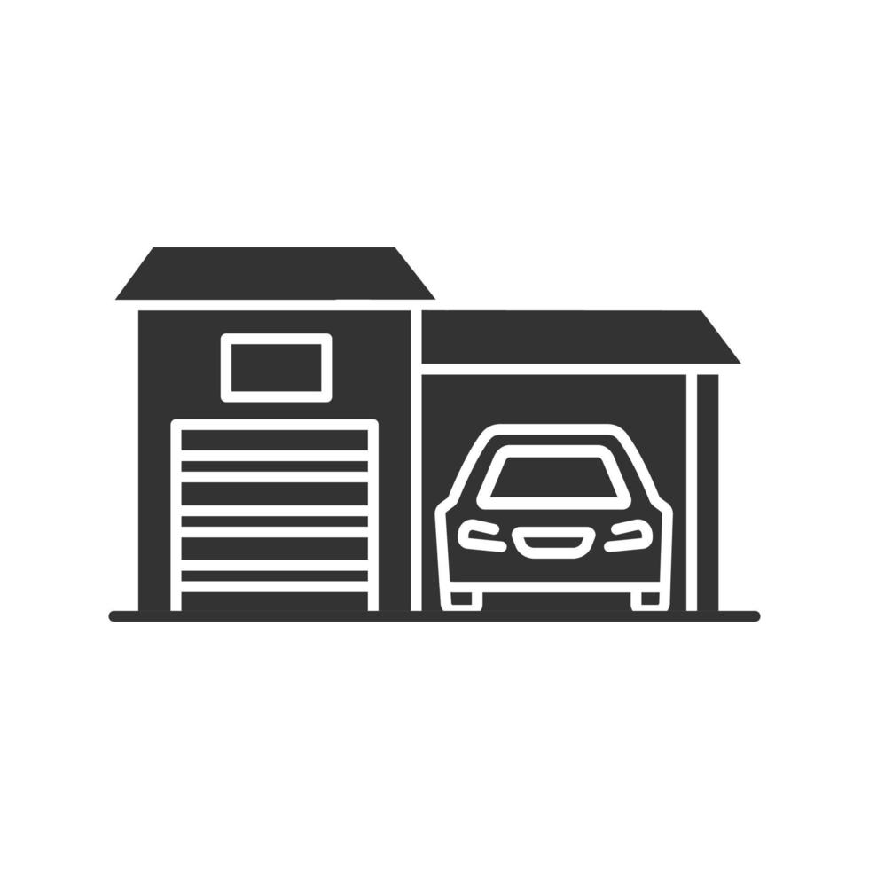 Garage glyph icon. Auto workshop. Silhouette symbol. Negative space. Vector isolated illustration