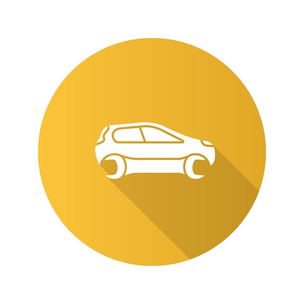 Car with spanner flat design long shadow glyph icon. Repair service. Auto workshop. Vector silhouette illustration