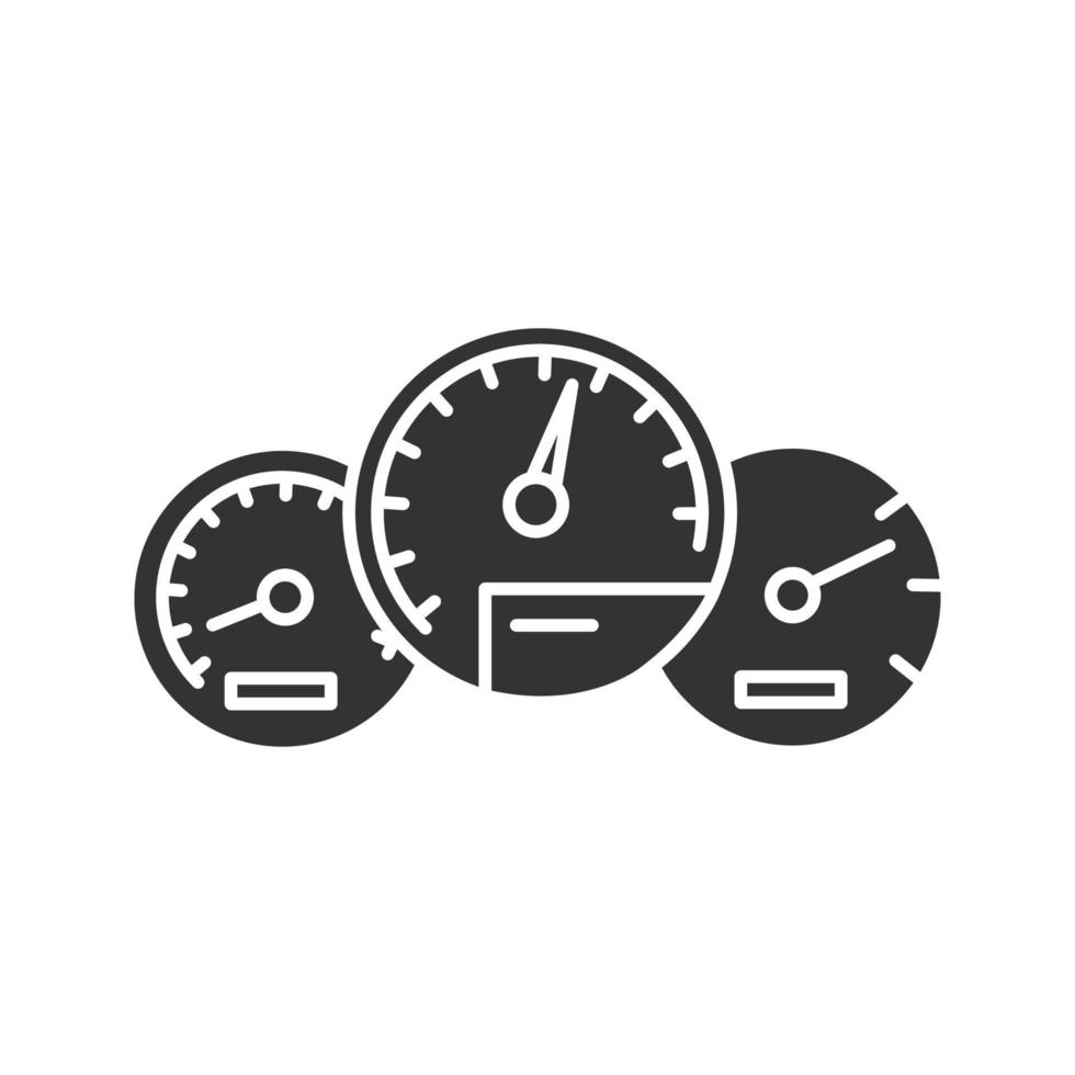 Dashboard glyph icon. Car instrument panel. Silhouette symbol. Negative space. Vector isolated illustration