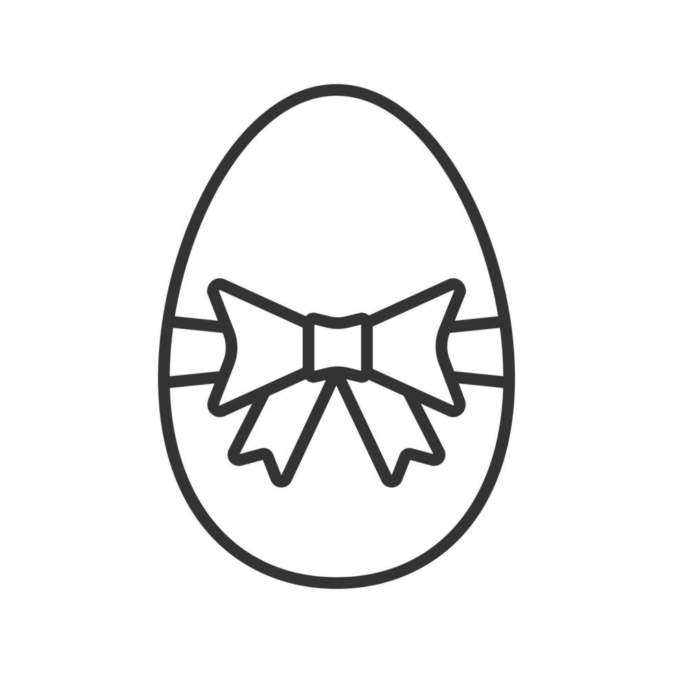 Easter egg linear icon. Thin line illustration. Easter egg with bow and ribbon contour symbol. Vector isolated outline drawing