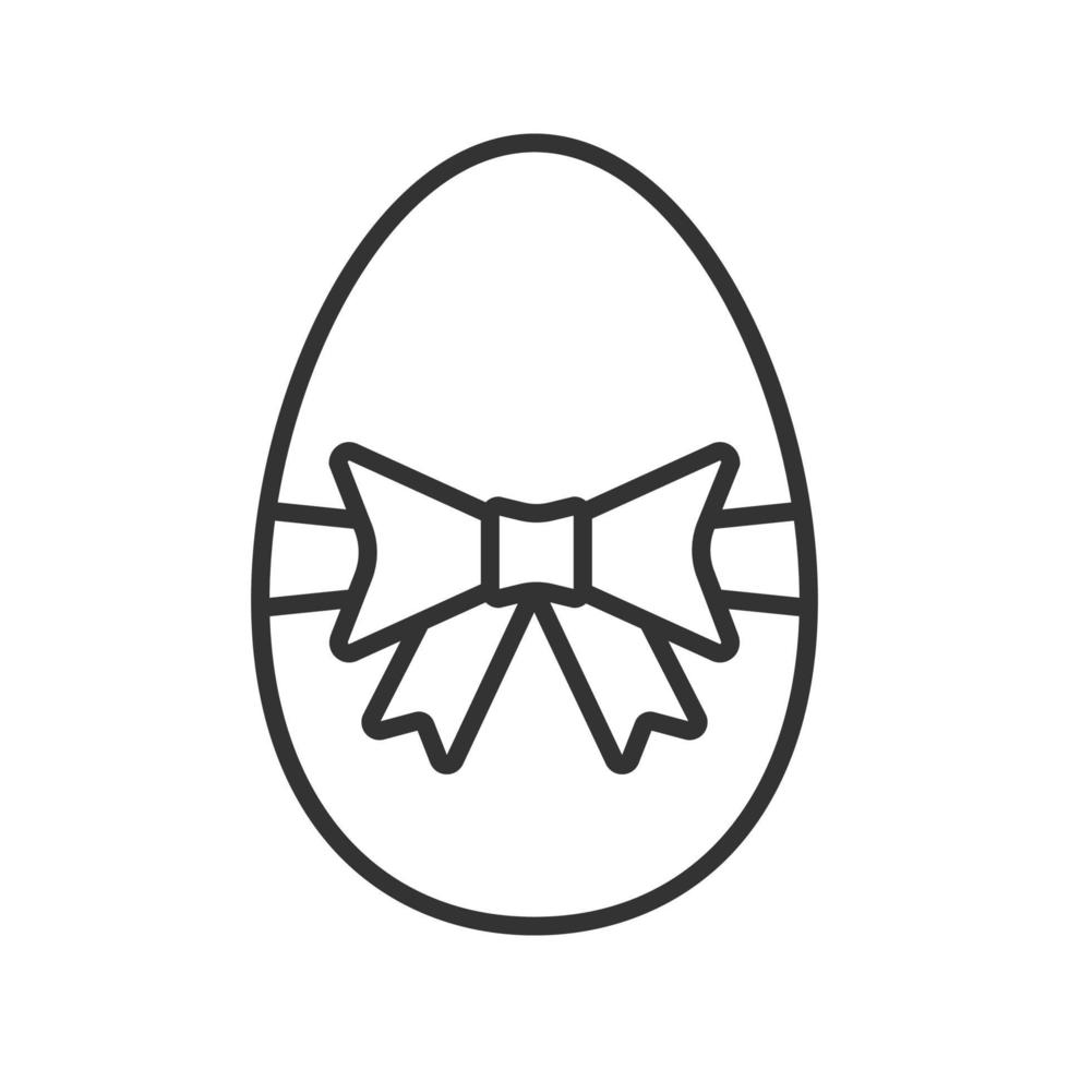 Easter egg linear icon. Thin line illustration. Easter egg with bow and ribbon contour symbol. Vector isolated outline drawing