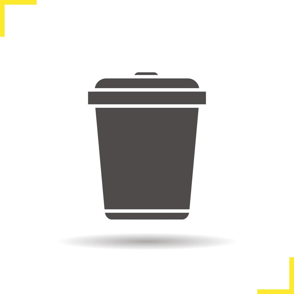 Trashcan icon. Drop shadow silhouette symbol. Dustbin. Trash bin. Negative space. Vector isolated illustration