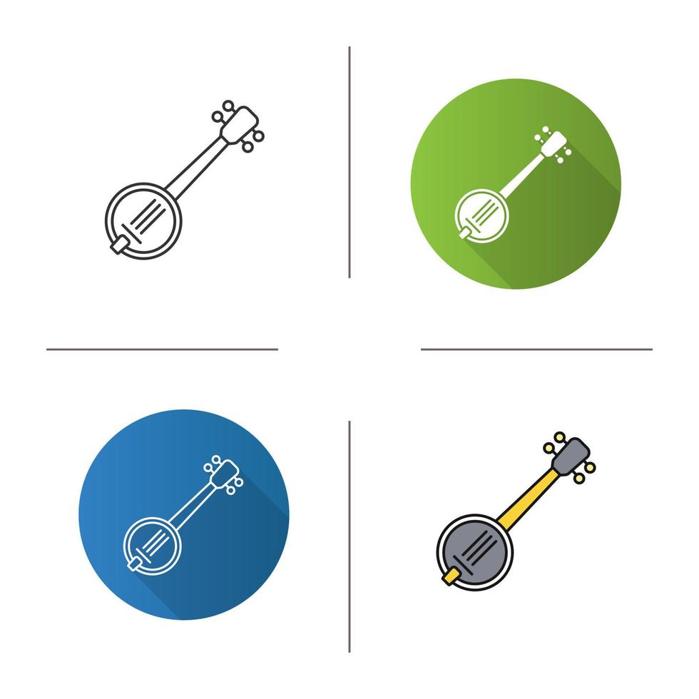 icono de banjo. diseño plano, estilos lineales y de color. ilustraciones vectoriales aisladas vector