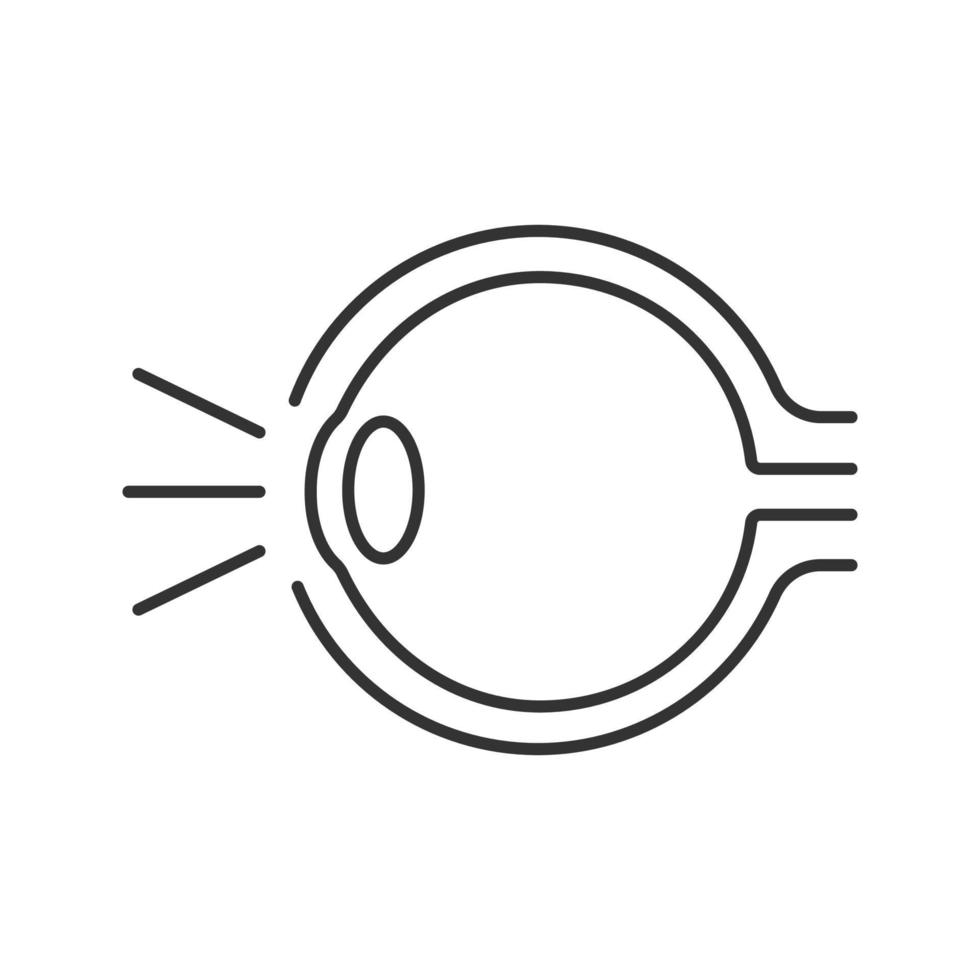 icono lineal de la anatomía del ojo. Ilustración de línea fina. refracción de la luz en el ojo. símbolo de contorno. dibujo de contorno aislado vectorial vector