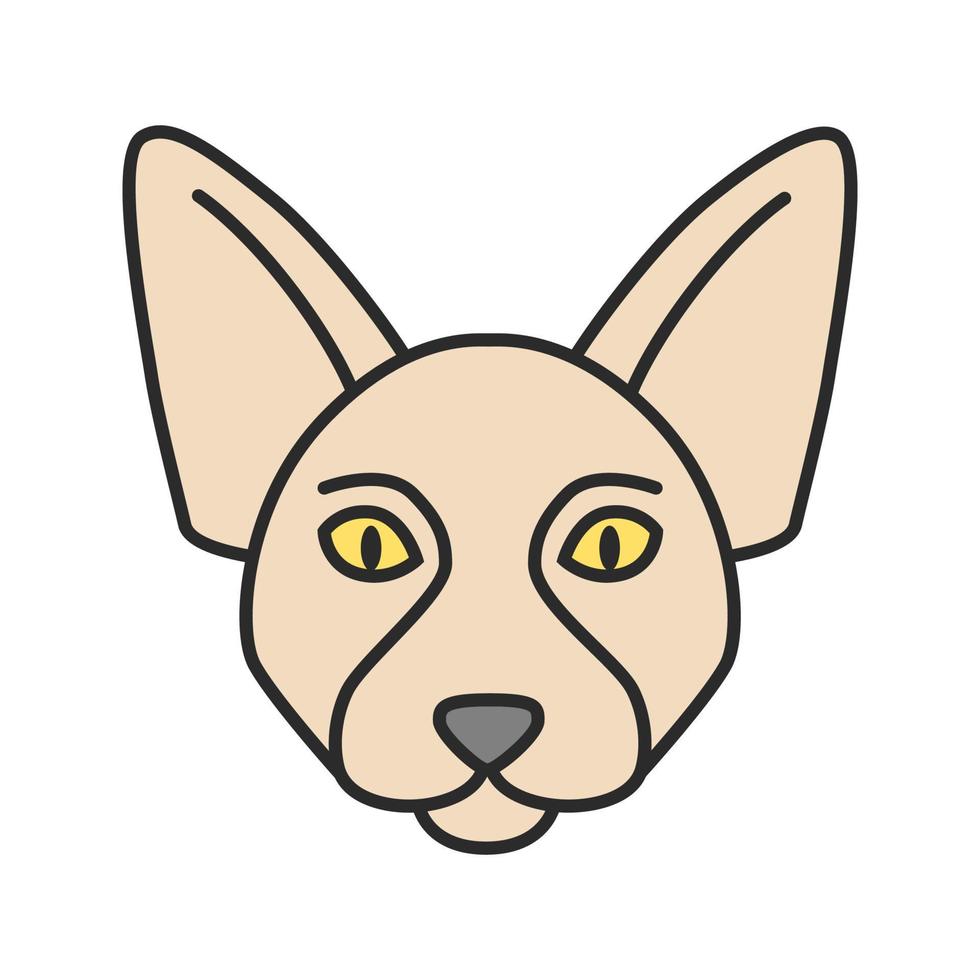 icono de color canadiense sphynx. raza de gato sin pelo. ilustración vectorial aislada vector