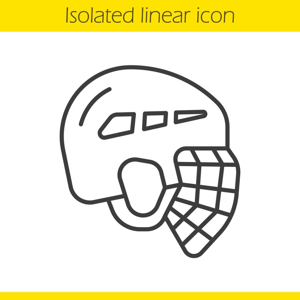 Ice hockey helmet linear icon. Thin line illustration. Contour symbol. Vector isolated outline drawing