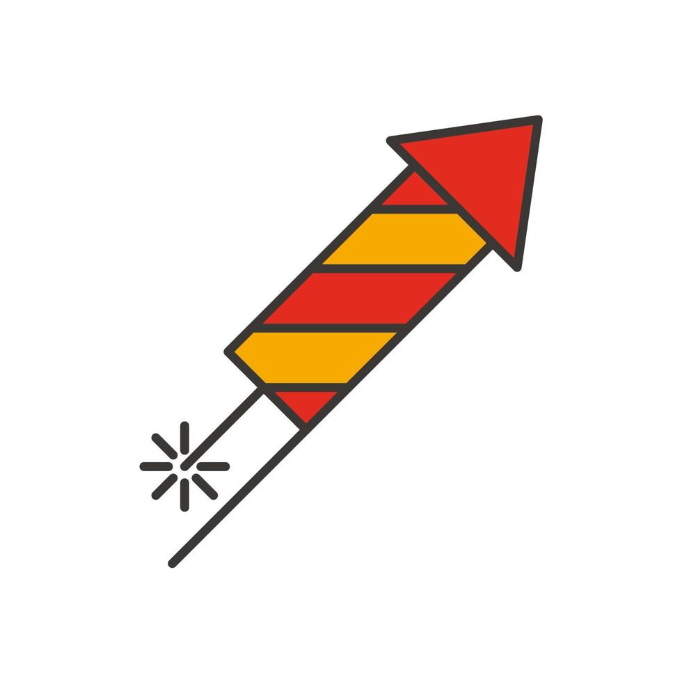 Rocket firework color icon. Isolated vector illustration