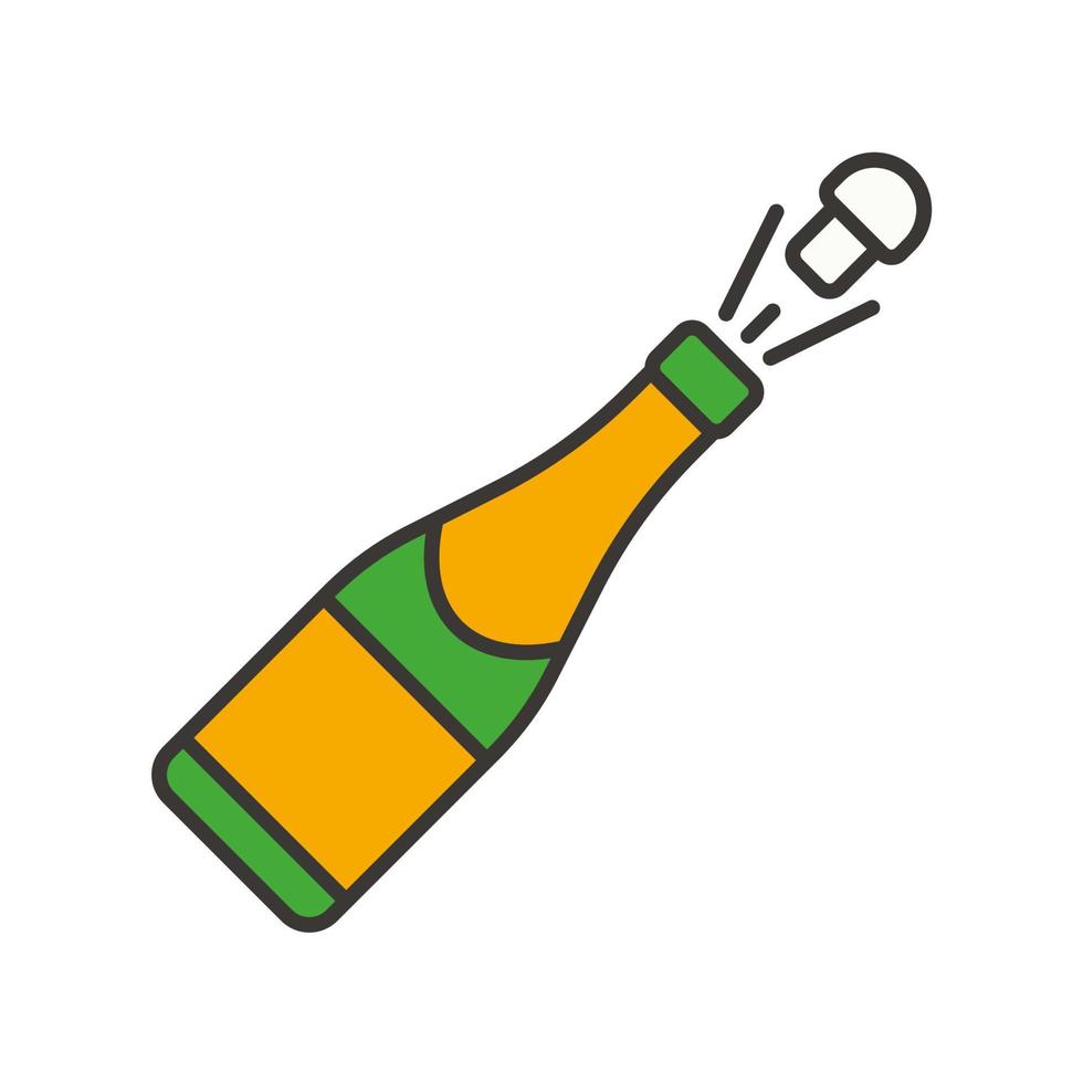 Champagne bottle opening color icon. Isolated vector illustration