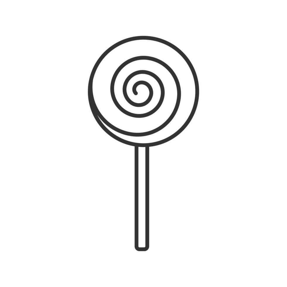 Spiral lollipop linear icon. Thin line illustration. Lolly. Sugar candy. Contour symbol. Vector isolated outline drawing