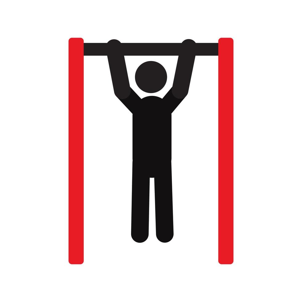 Man doing pull ups silhouette icon. Training with horizontal bar. Isolated vector illustration