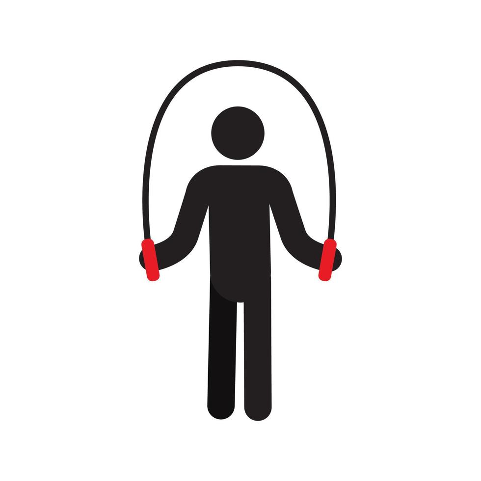 Man training with jumping rope silhouette icon. Sportsman. Isolated vector illustration
