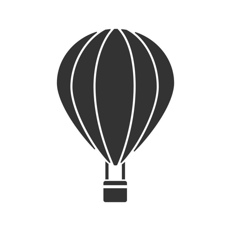 Hot air balloon glyph icon. Aerostat. Silhouette symbol. Negative space. Vector isolated illustration