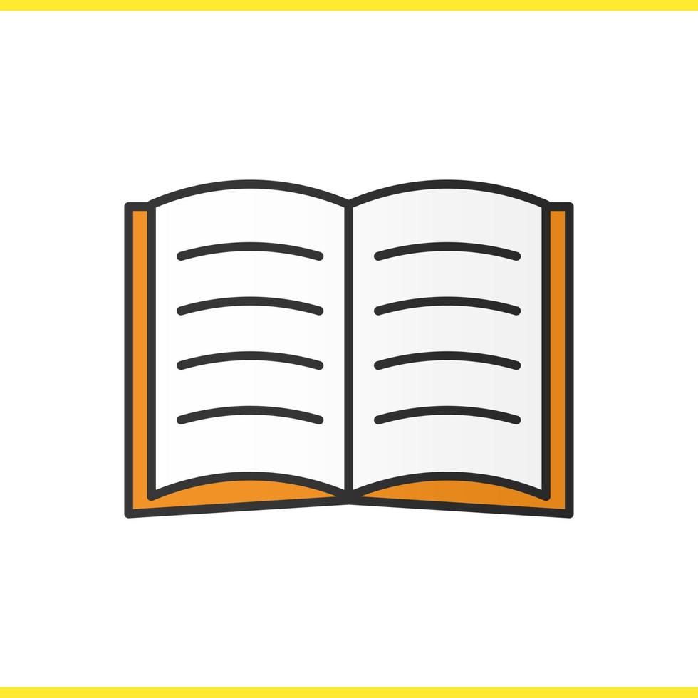 icono de color de libro abierto. libro de texto abierto. leyendo. ilustración vectorial aislada vector