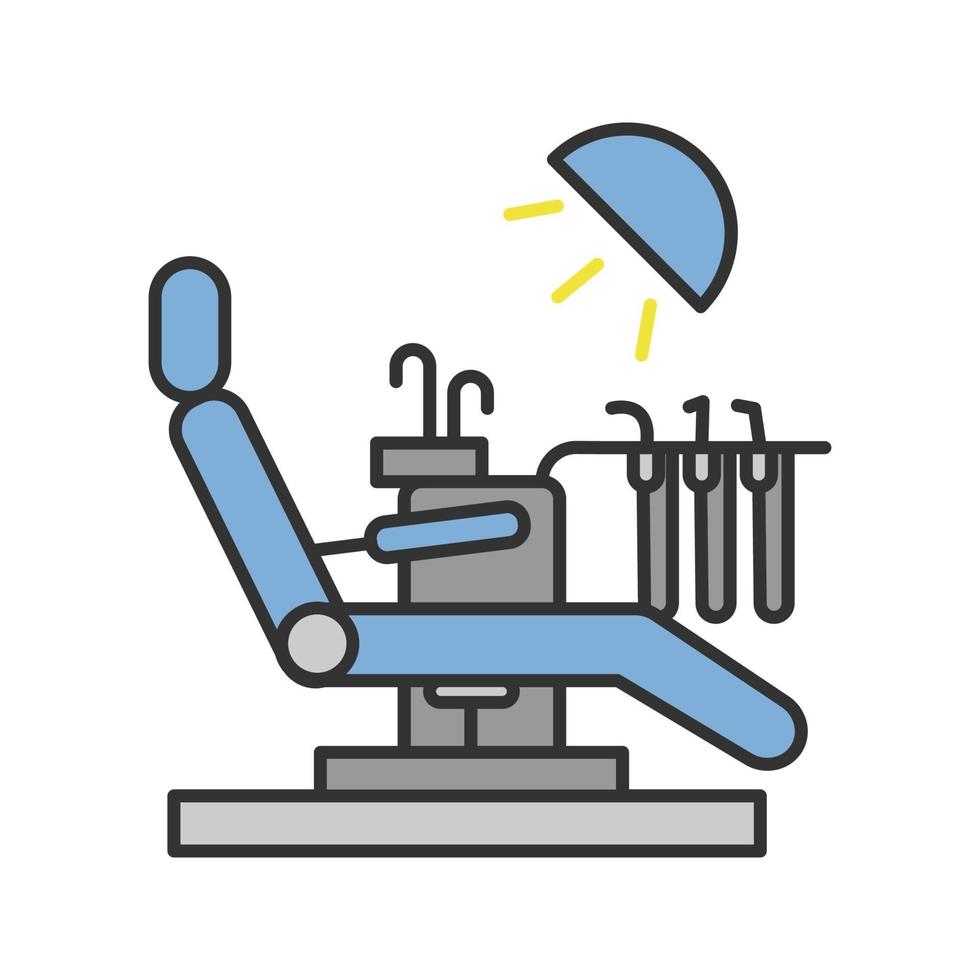 Dental chair color icon. Isolated vector illustration