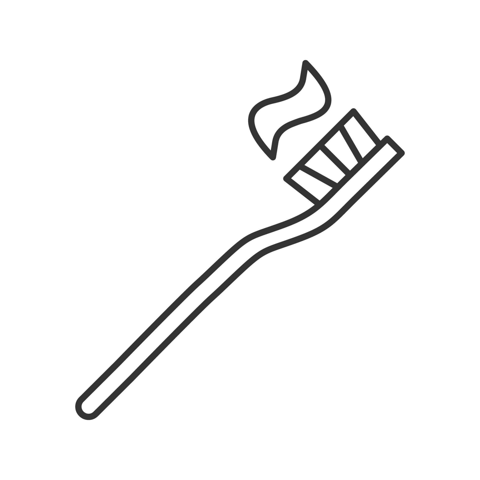 Toothbrush with toothpaste linear icon. Dentifrice. Thin line