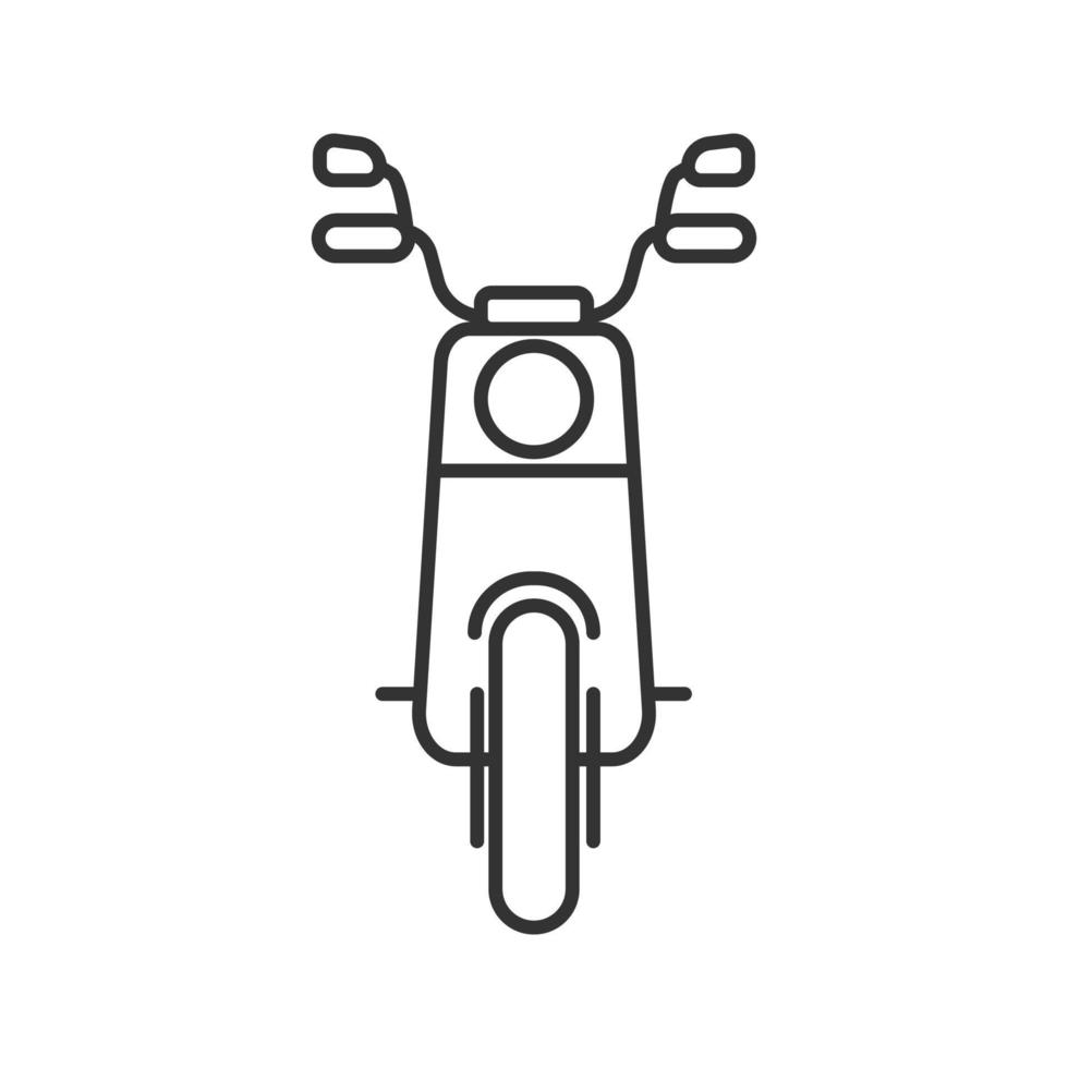 Scooter in front view linear icon. Thin line illustration. Motorbike. Contour symbol. Vector isolated outline drawing