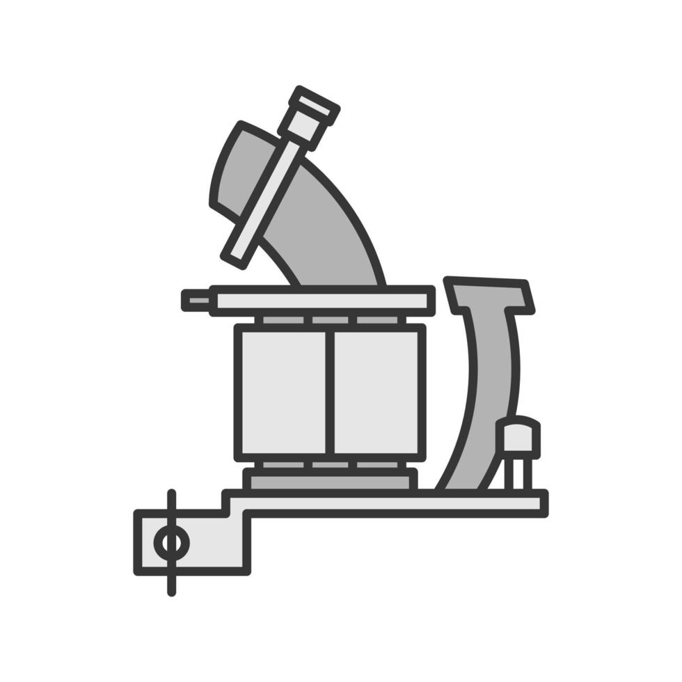 Tattoo machine frame with coils color icon. Tattoo gun. Isolated vector illustration