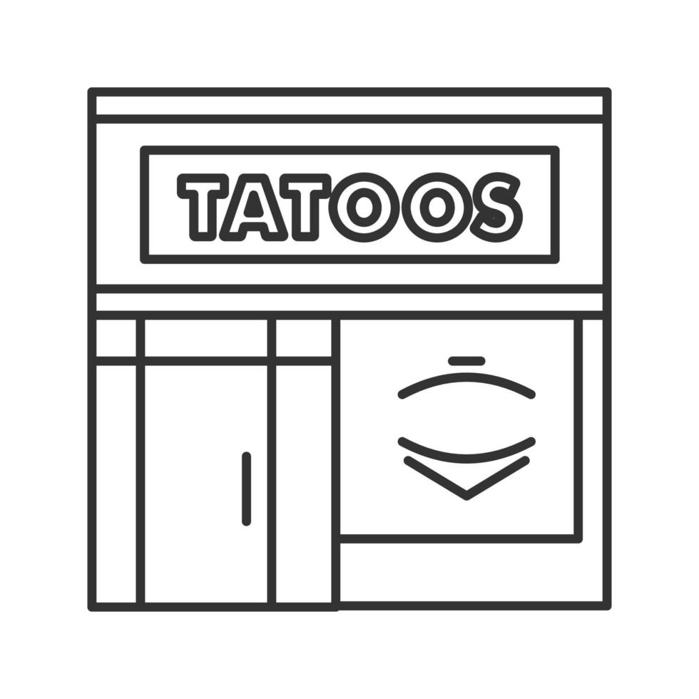 Tattoo studio facade linear icon. Thin line illustration. Tattoo parlour exterior. Contour symbol. Vector isolated outline drawing