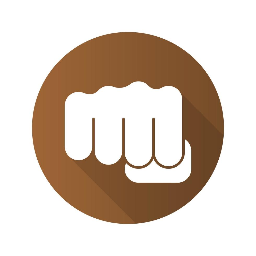 Punch flat design long shadow icon. Squeezed fist. Vector silhouette symbol