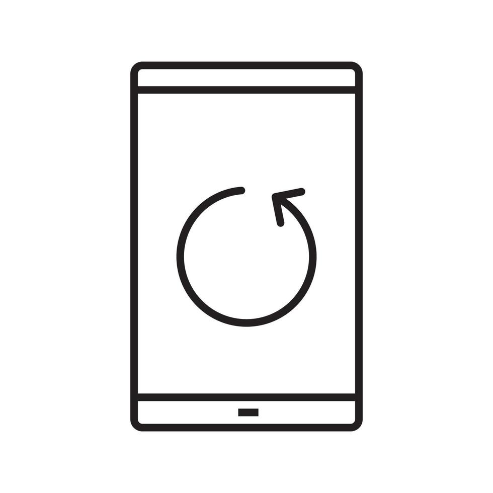 Smartphone reload button linear icon. Thin line illustration. Smart phone restarting contour symbol. Vector isolated outline drawing