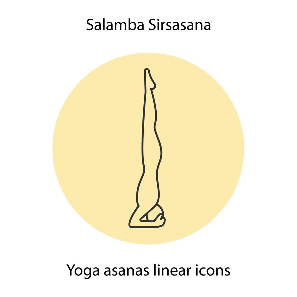 Salamba sirsasana yoga position. Linear icon. Thin line illustration. Yoga asana contour symbol. Vector isolated outline drawing