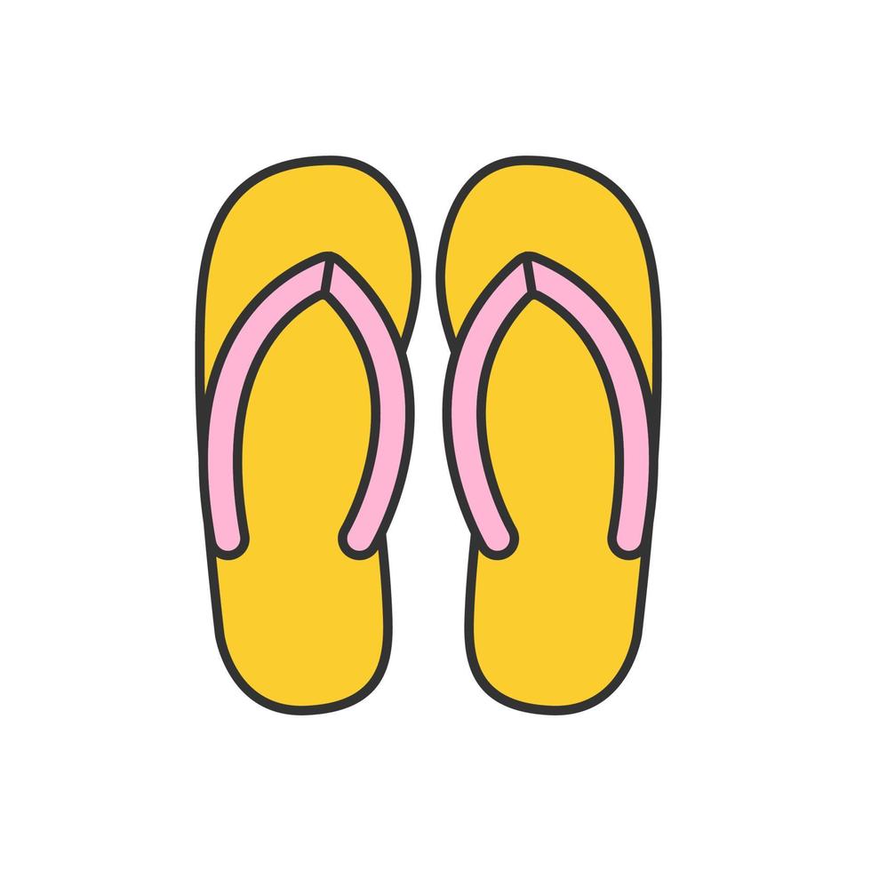 Flip flops color icon. Summer slippers. Isolated vector illustration