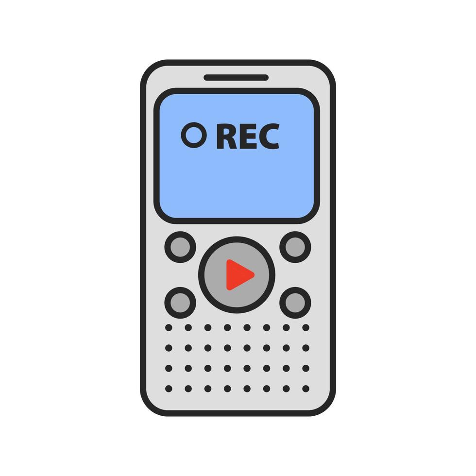 Dictaphone color icon. Portable audio recorder. Isolated vector illustration