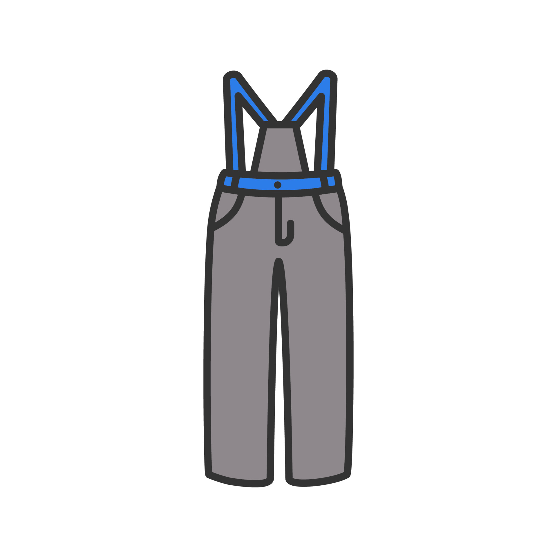 Ski pants color icon. Winter overall. Bibandbrace. Isolated vector