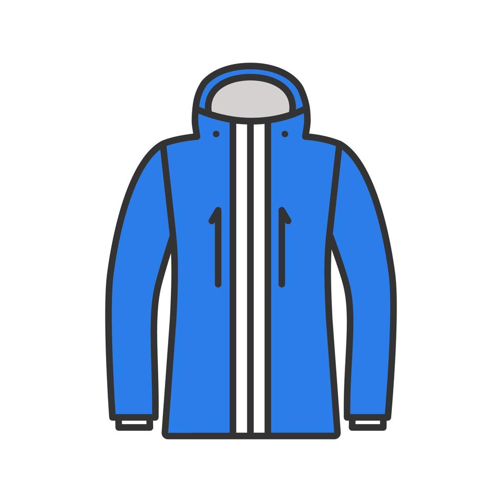 icono de color de la chaqueta de esquí. ropa de abrigo de invierno. ilustración vectorial aislada vector