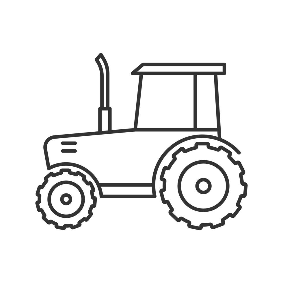 Tractor linear icon. Agricultural implement. Thin line illustration. Contour symbol. Vector isolated outline drawing