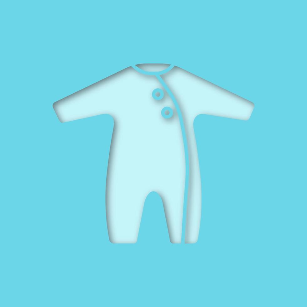 Baby romper paper cut out icon. Newborn baby clothes. Vector silhouette isolated illustration