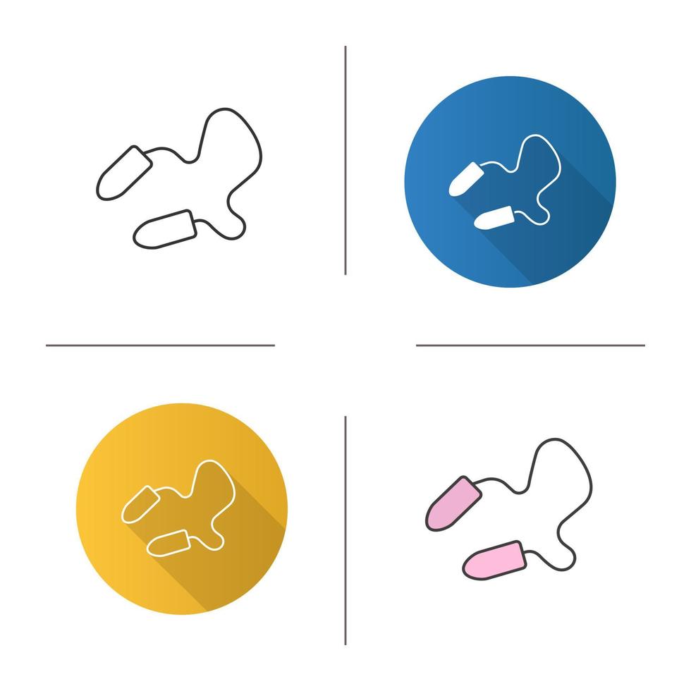 Earplugs icon. Flat design, linear and color styles. Isolated vector illustrations