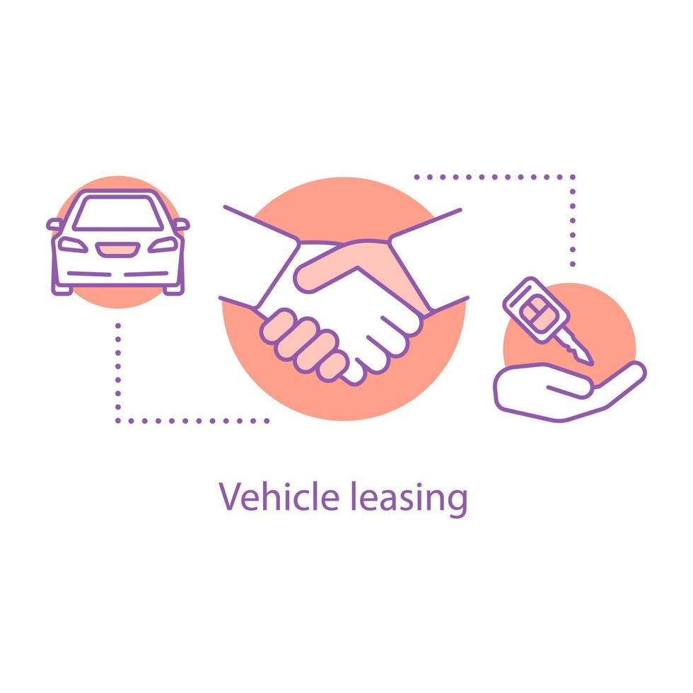 Vehicle leasing concept icon. Automobile hire or buying idea. Thin line illustration. Car rental. Vector isolated outline drawing
