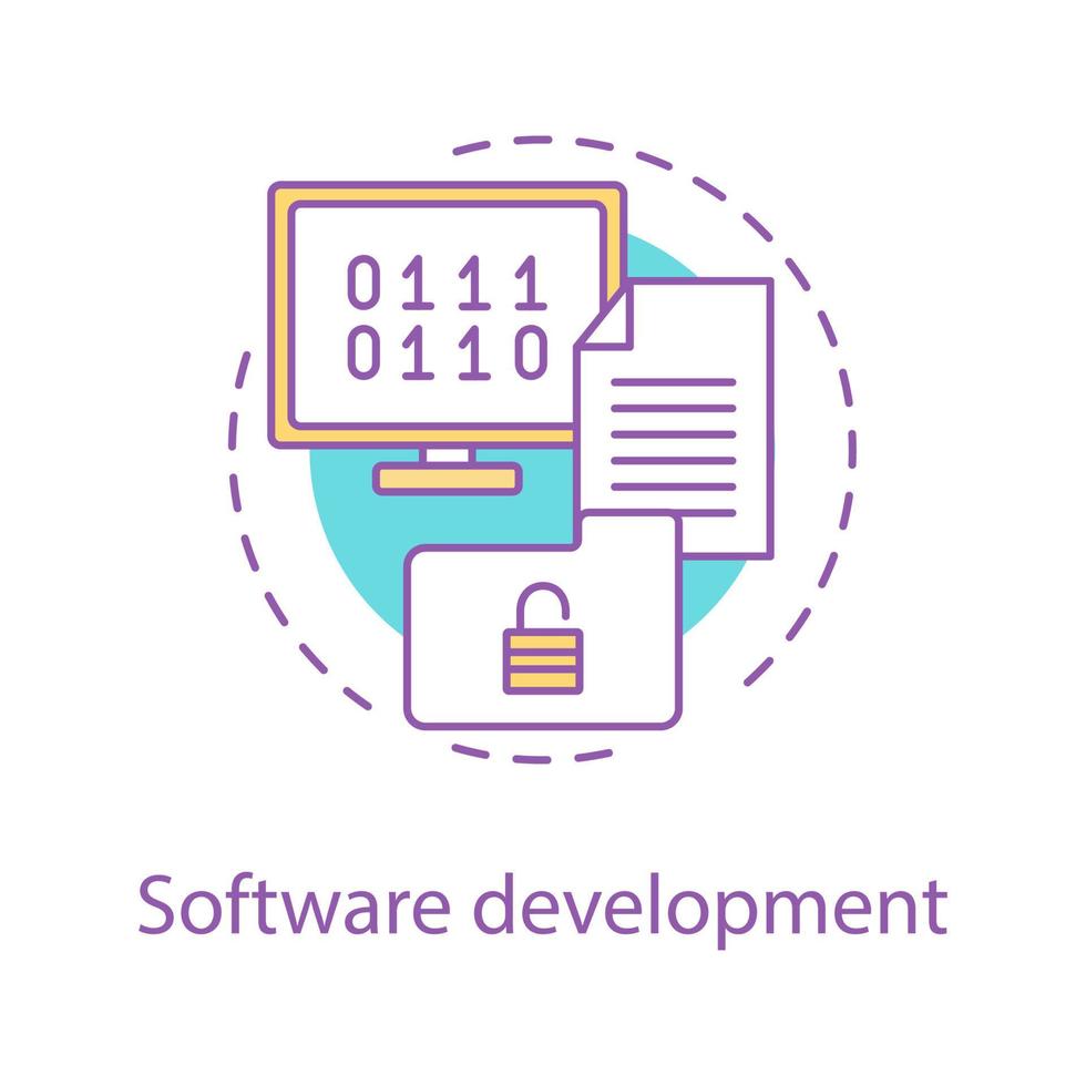 Software development concept icon. Computer technology idea thin line illustration. Programming and coding. Vector isolated outline drawing