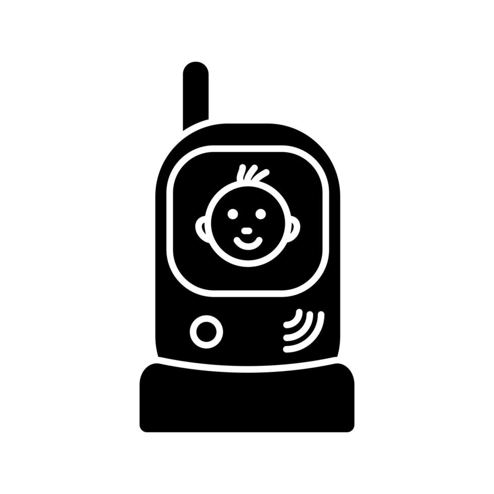 Radio nanny glyph icon. Baby monitor. Silhouette symbol. Negative space. Vector isolated illustration