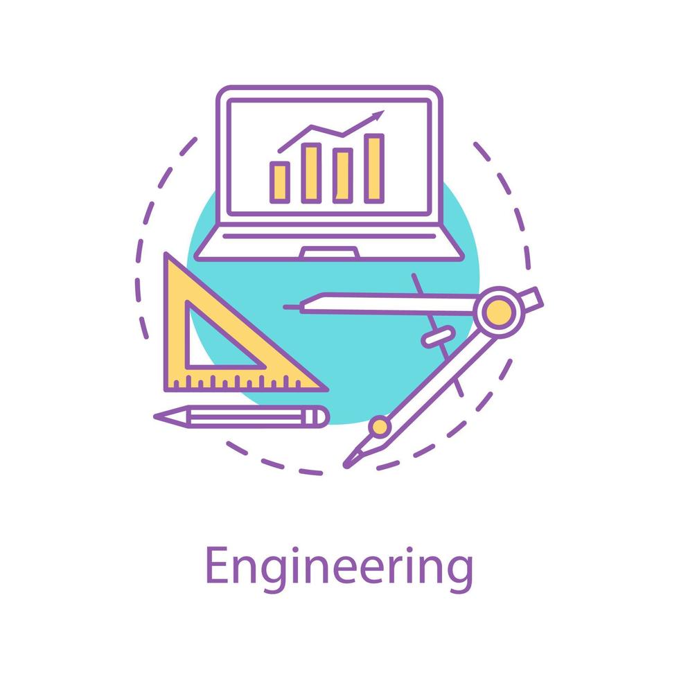 Engineering and construction concept icon. Computer technology and drafting idea. Thin line illustration. Development process. Vector isolated outline drawing