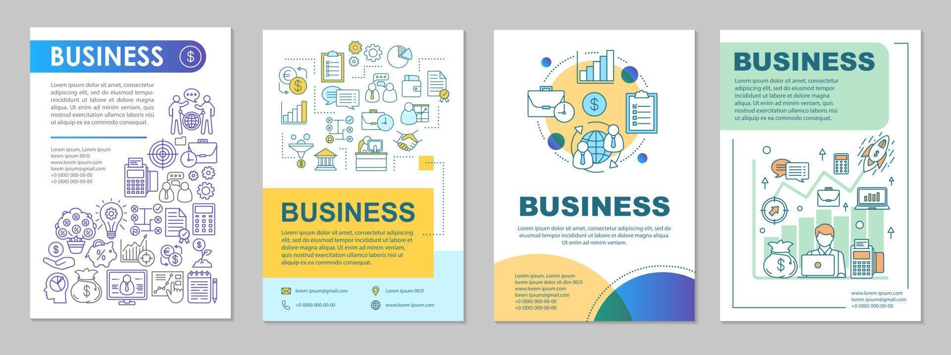 Business development brochure template layout. Startup launch. Flyer, booklet, leaflet print design with linear illustrations. Vector page layouts for magazines, annual reports, advertising posters