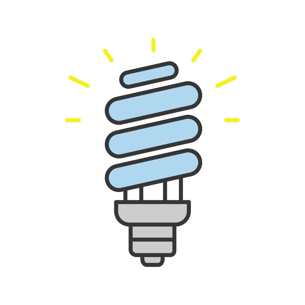 Energy saving light bulb color icon. Compact fluorescent lamp. Energy efficiency light. Isolated vector illustration