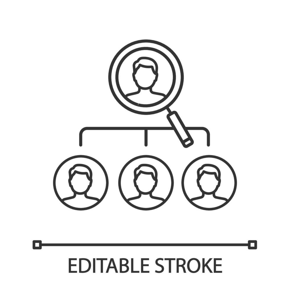 Job position linear icon. Vacancy. Thin line illustration. Job title. Staff searching. Hiring, headhunting. Contour symbol. Vector isolated outline drawing. Editable stroke